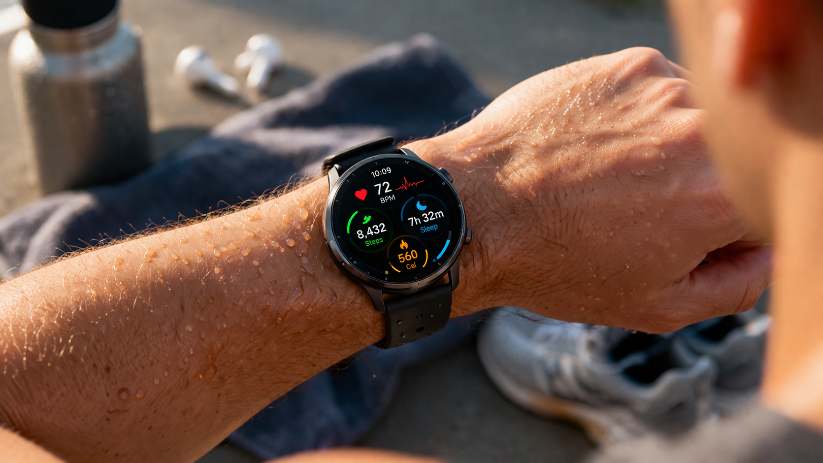 Close-up of VitaPulse smartwatch health dashboard